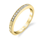 Vintage Inspired Wedding Band with Engraving Detail - Holly