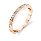 Vintage Inspired Wedding Band with Engraving Detail - Holly