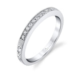 Vintage Inspired Wedding Band with Engraving Detail - Holly