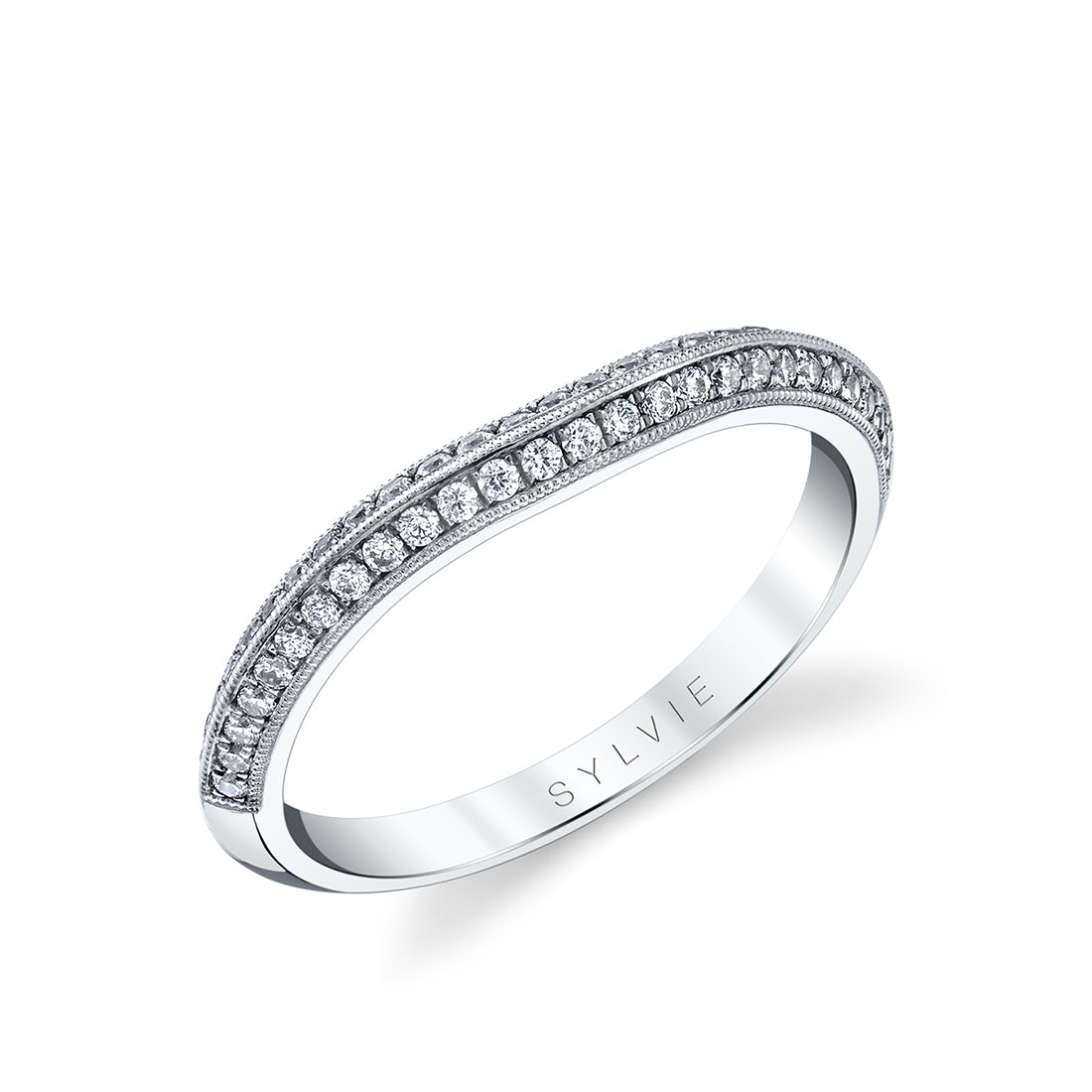 Micro Pave Modern Vintage Wedding Band - Tamie