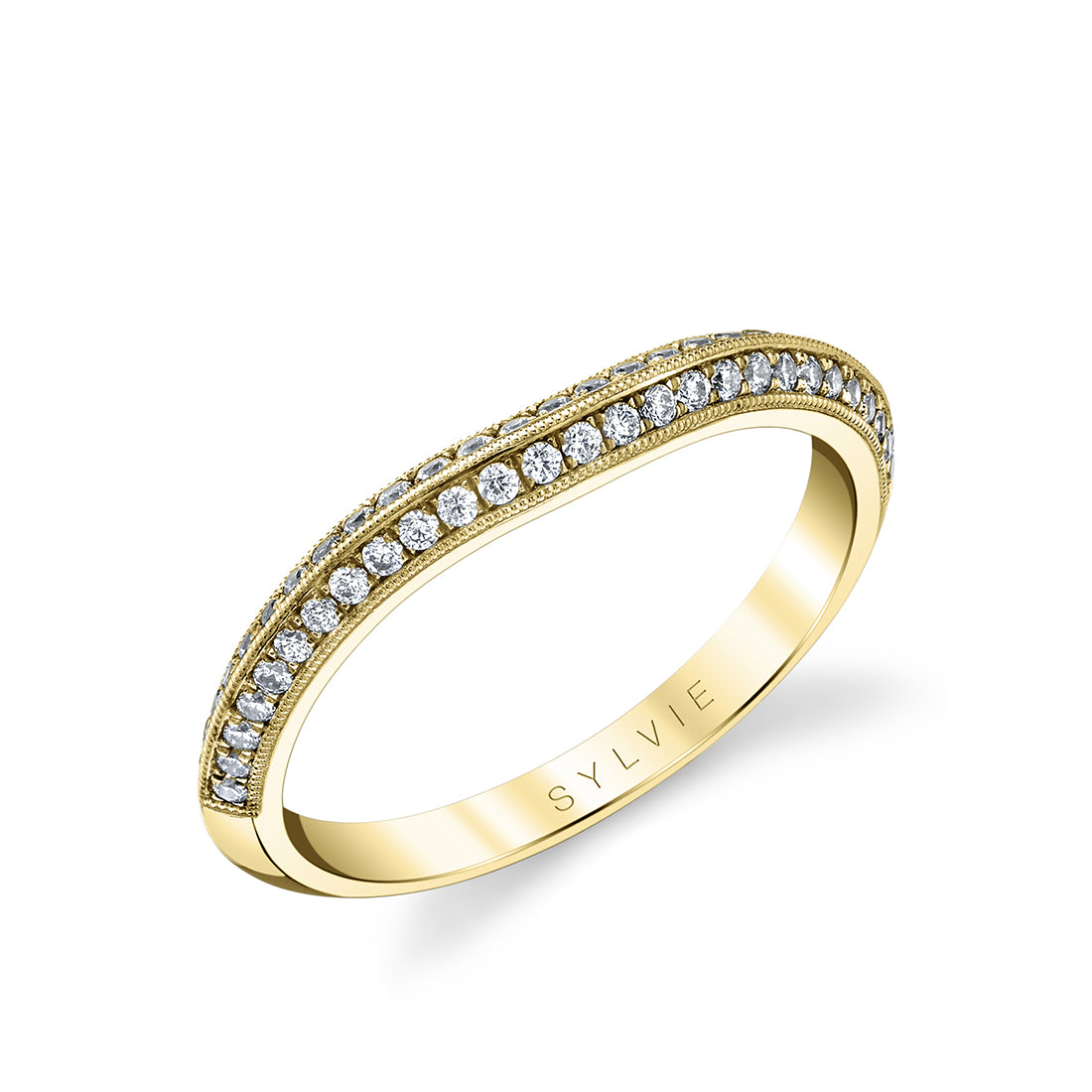 Micro Pave Modern Vintage Wedding Band - Tamie