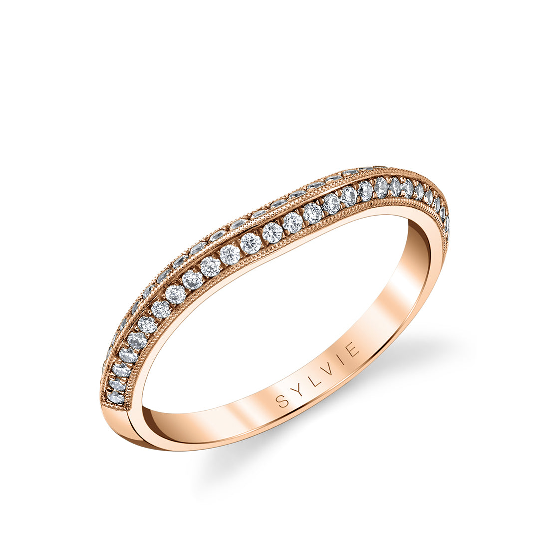 Micro Pave Modern Vintage Wedding Band - Tamie