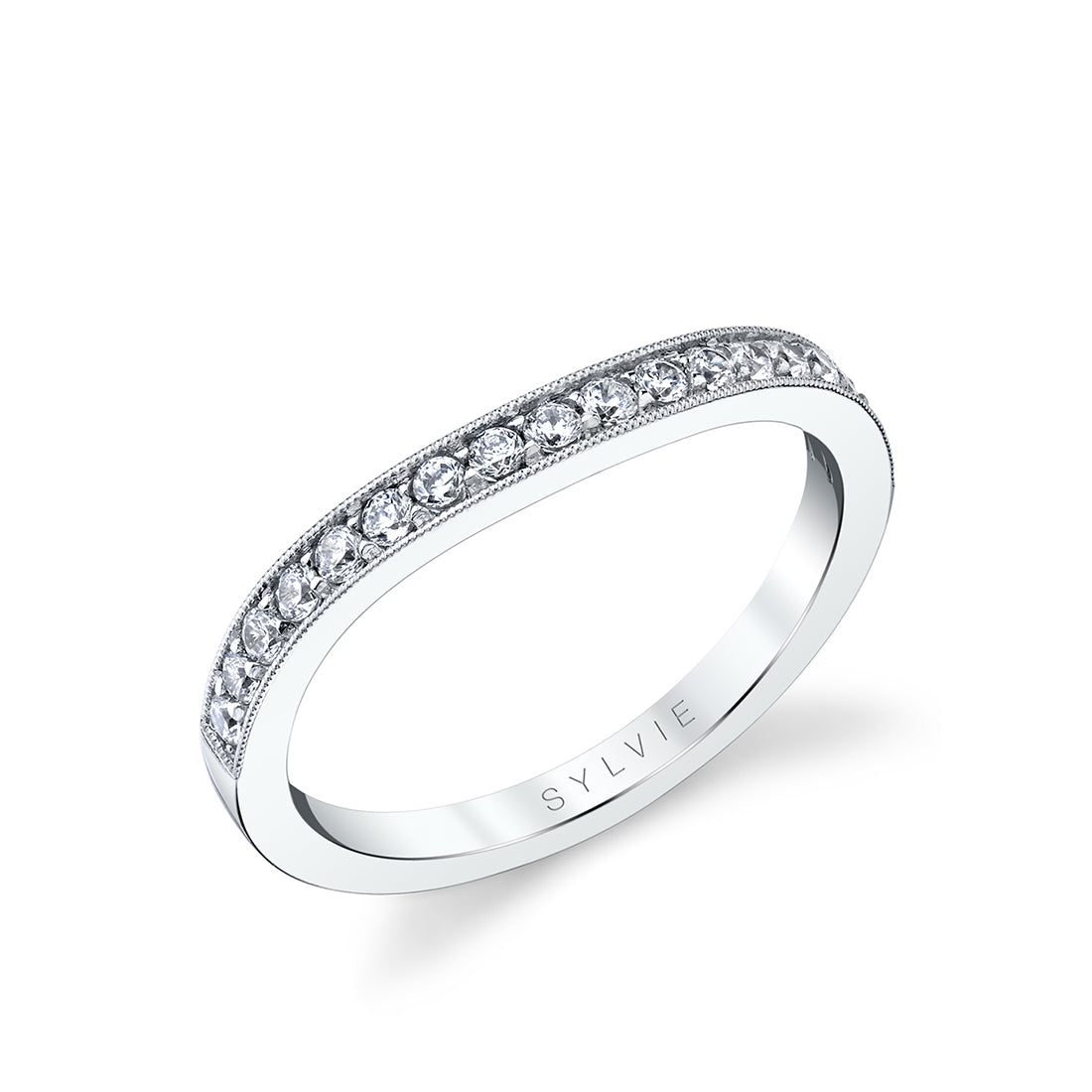 Channel Set Wedding Band with Milgrain Detail - Fleurette