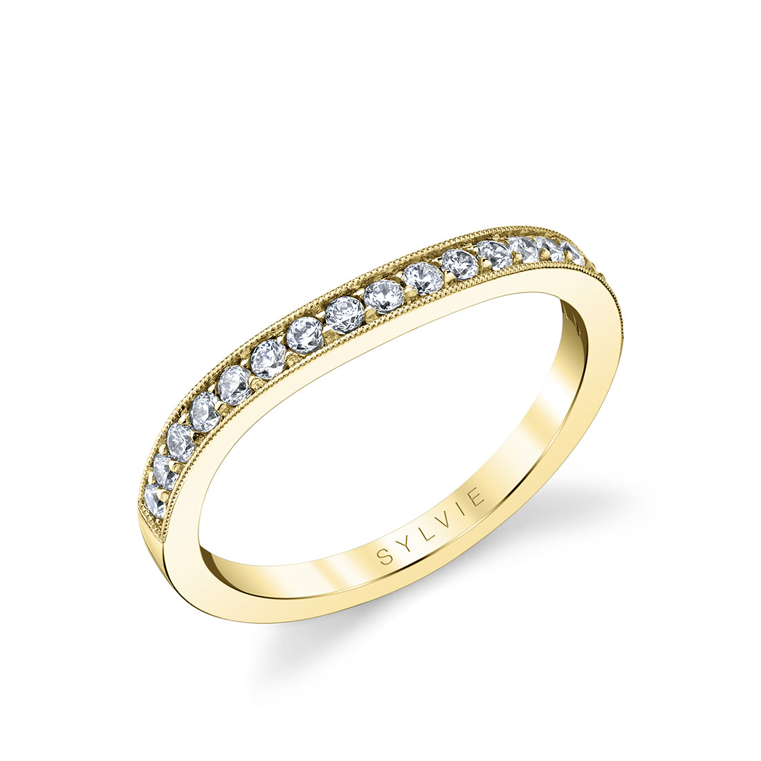 Channel Set Wedding Band with Milgrain Detail - Fleurette