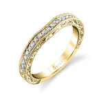 Vintage Inspired Diamond Wedding Band with Engraving Detail