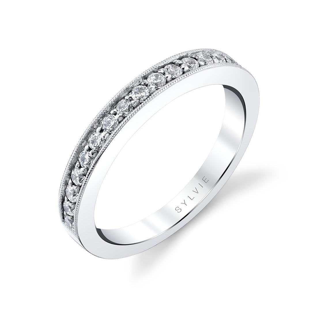 Milgrain Framed Diamond Wedding Band