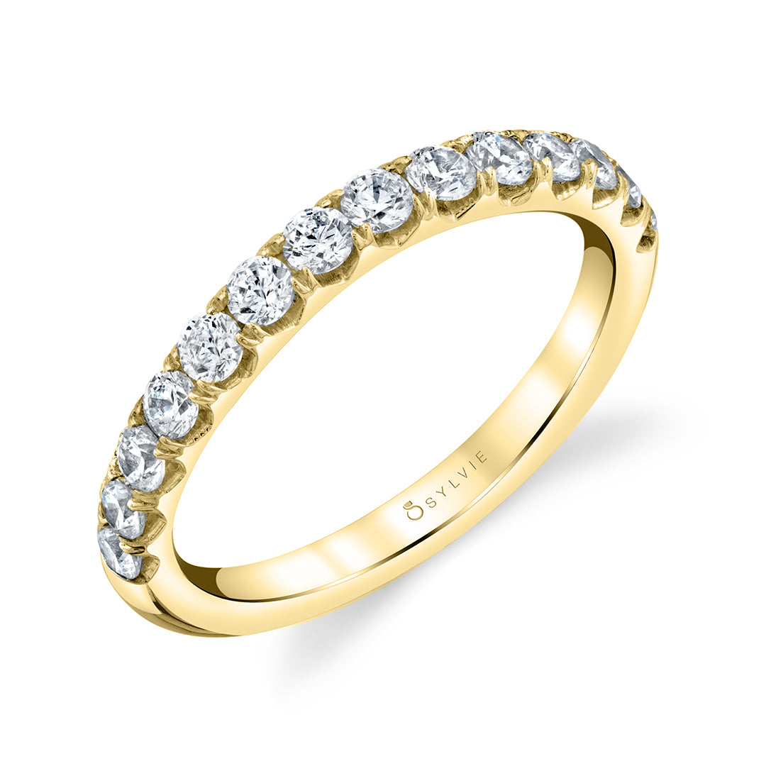 Anais - Classic Wedding Band with Shared Prongs