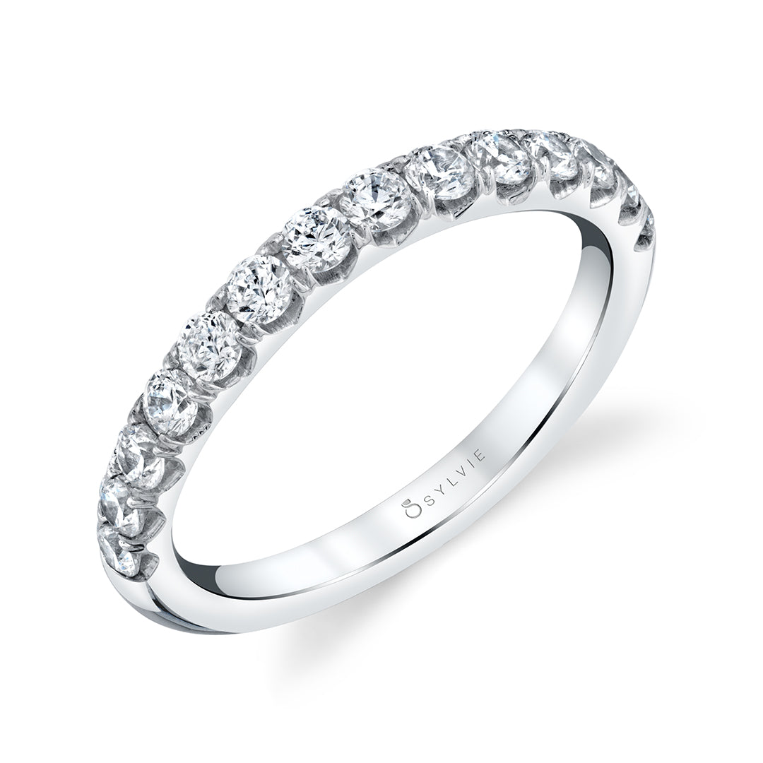 Anais - Classic Wedding Band with Shared Prongs