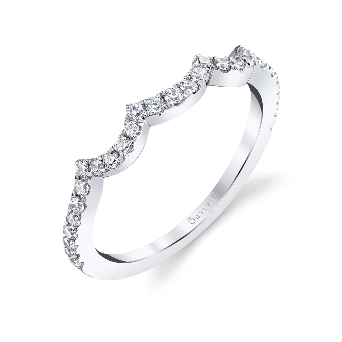 Curved Diamond Wedding Band