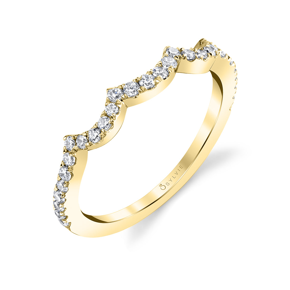 Curved Diamond Wedding Band