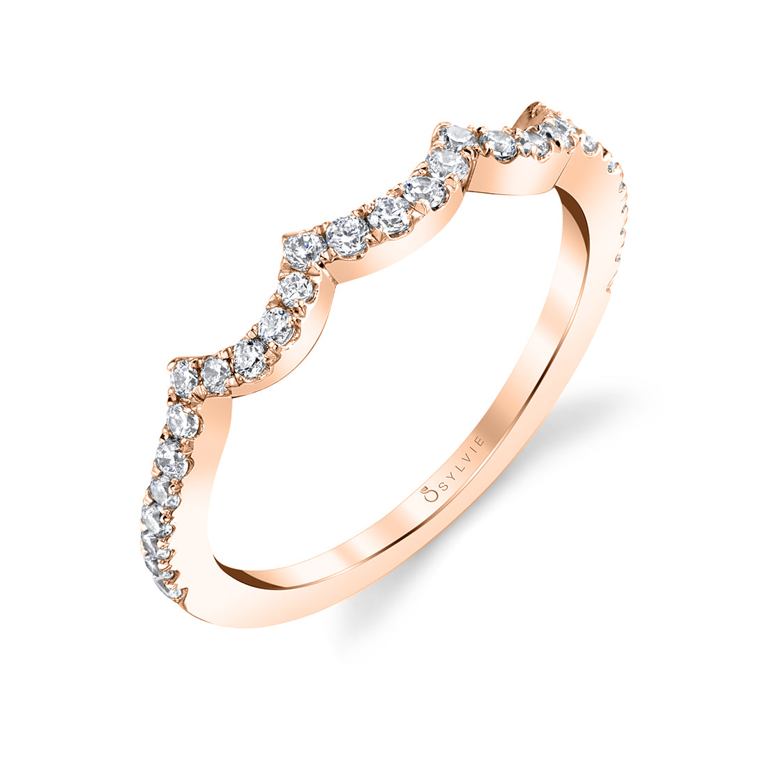 Curved Diamond Wedding Band