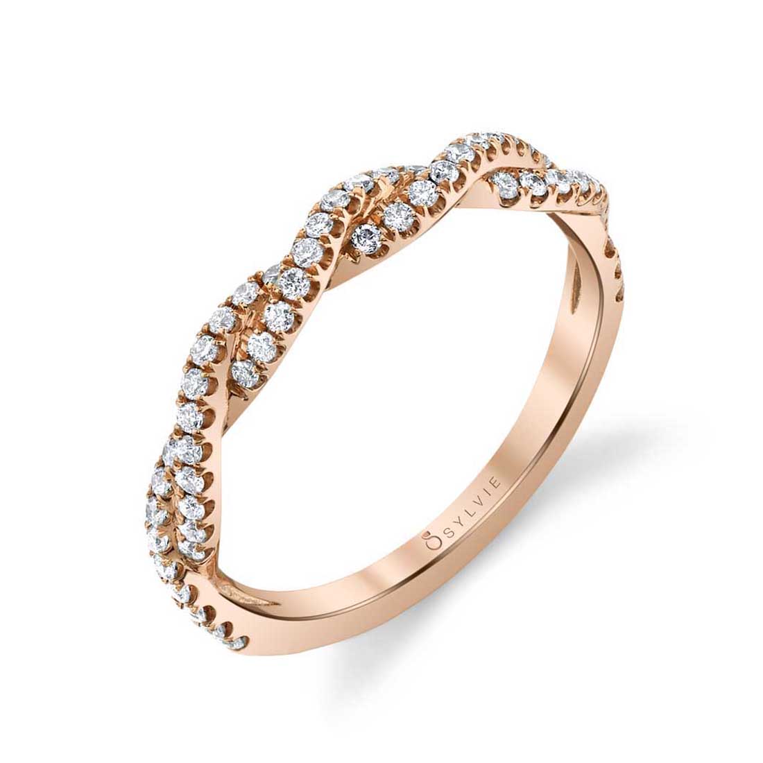 Unique Spiral Diamond Wedding Band