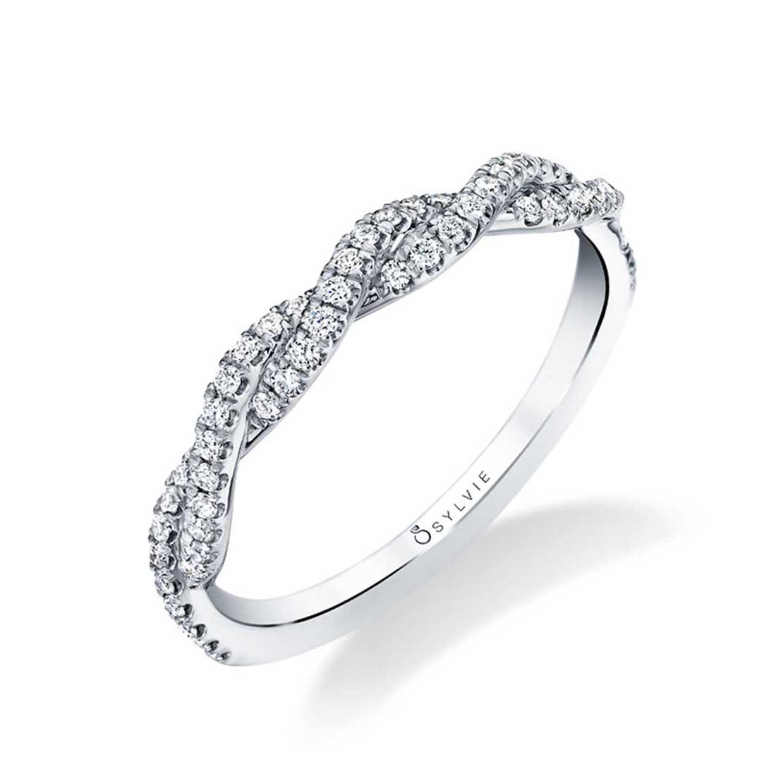 Unique Spiral Diamond Wedding Band