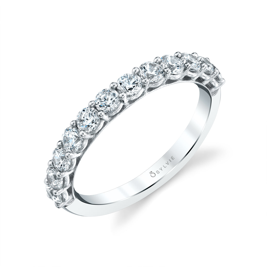 Wide Band Shared Prong Wedding Band