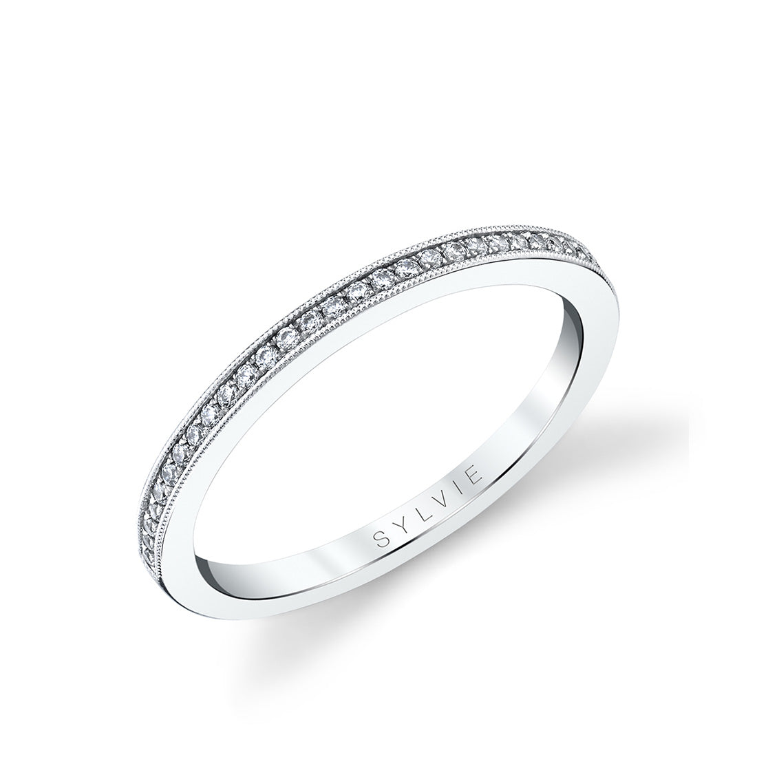 Thin Channel Set Wedding Band
