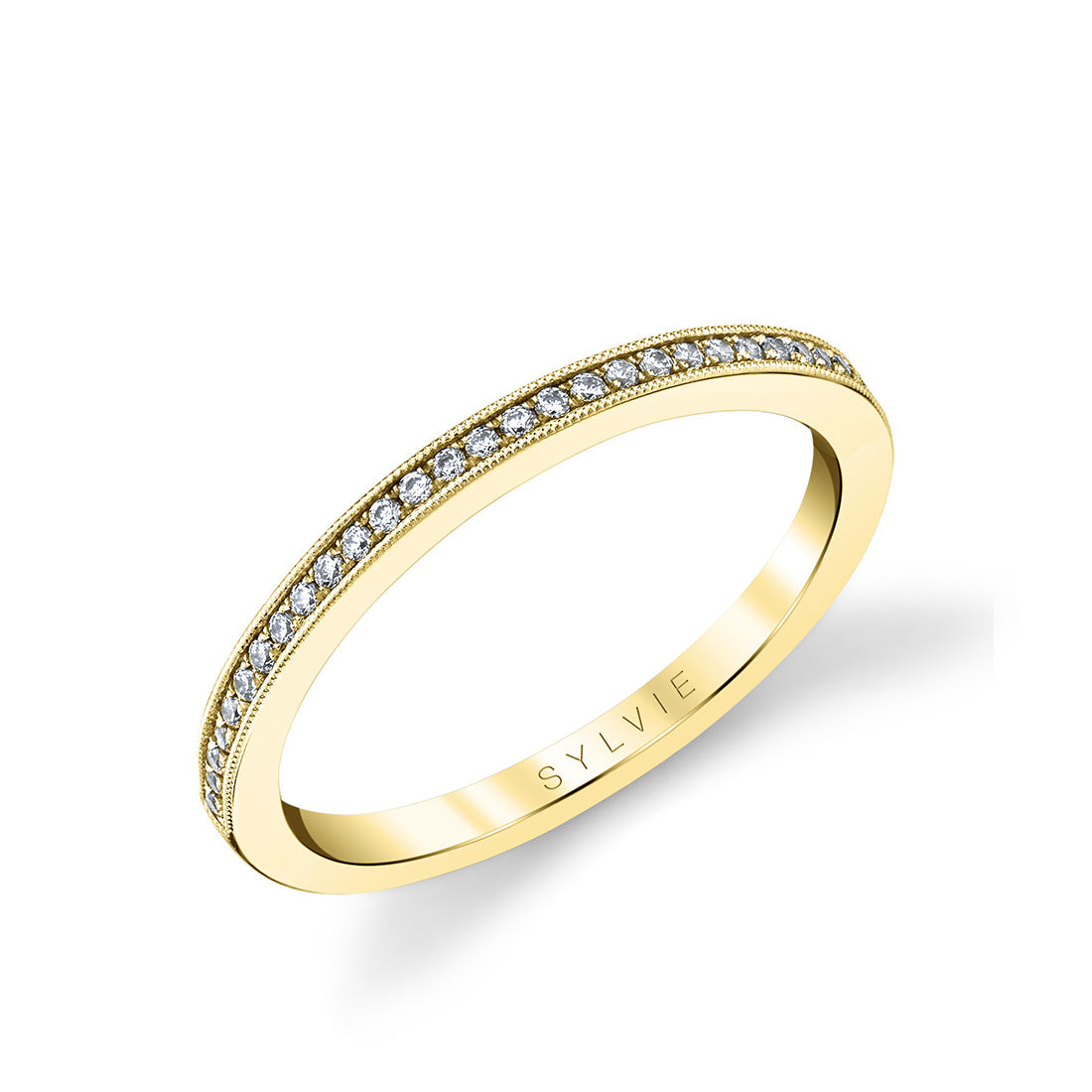 Thin Channel Set Wedding Band