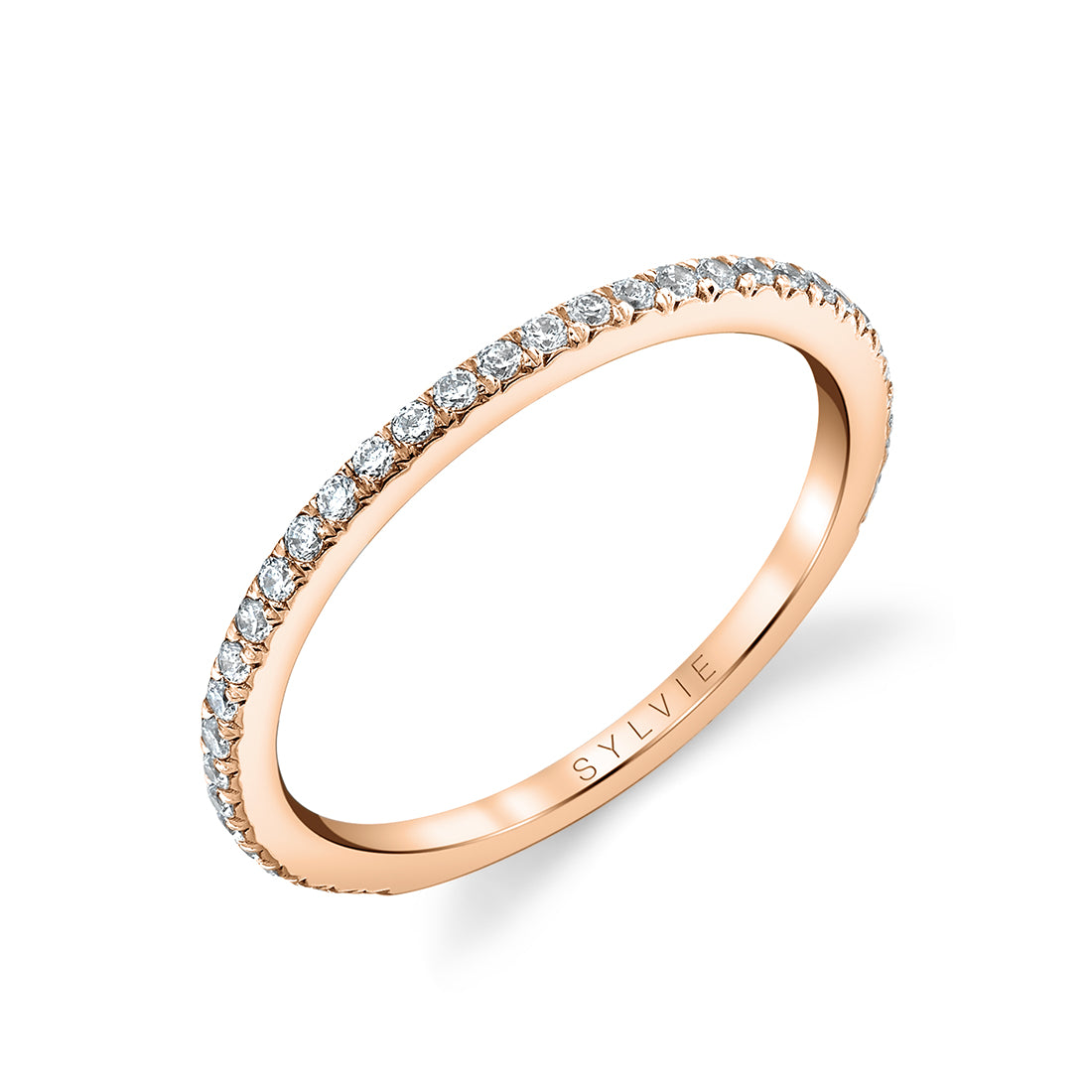 Thin Pave Diamond Wedding Band - Steffi