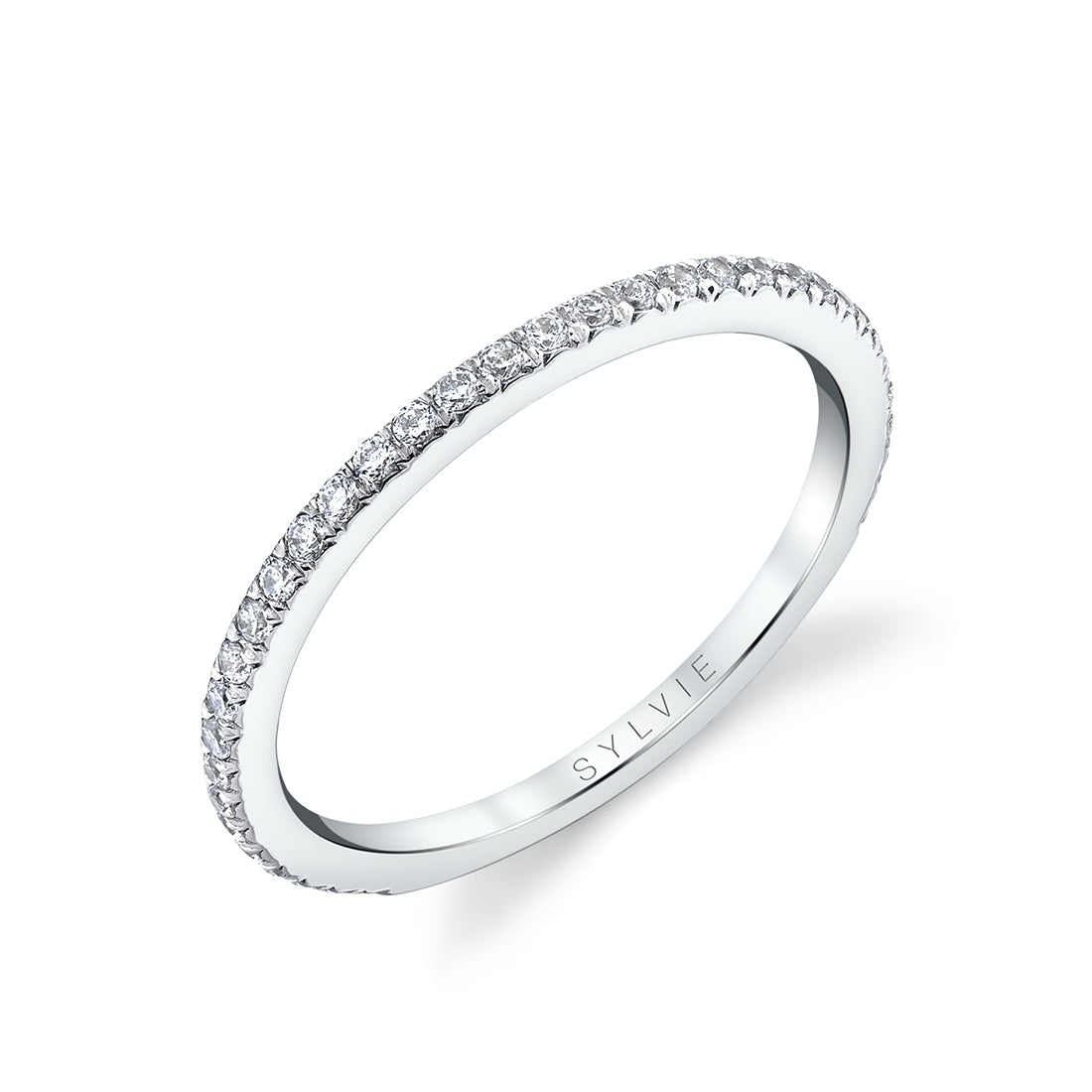 Thin Pave Diamond Wedding Band - Steffi