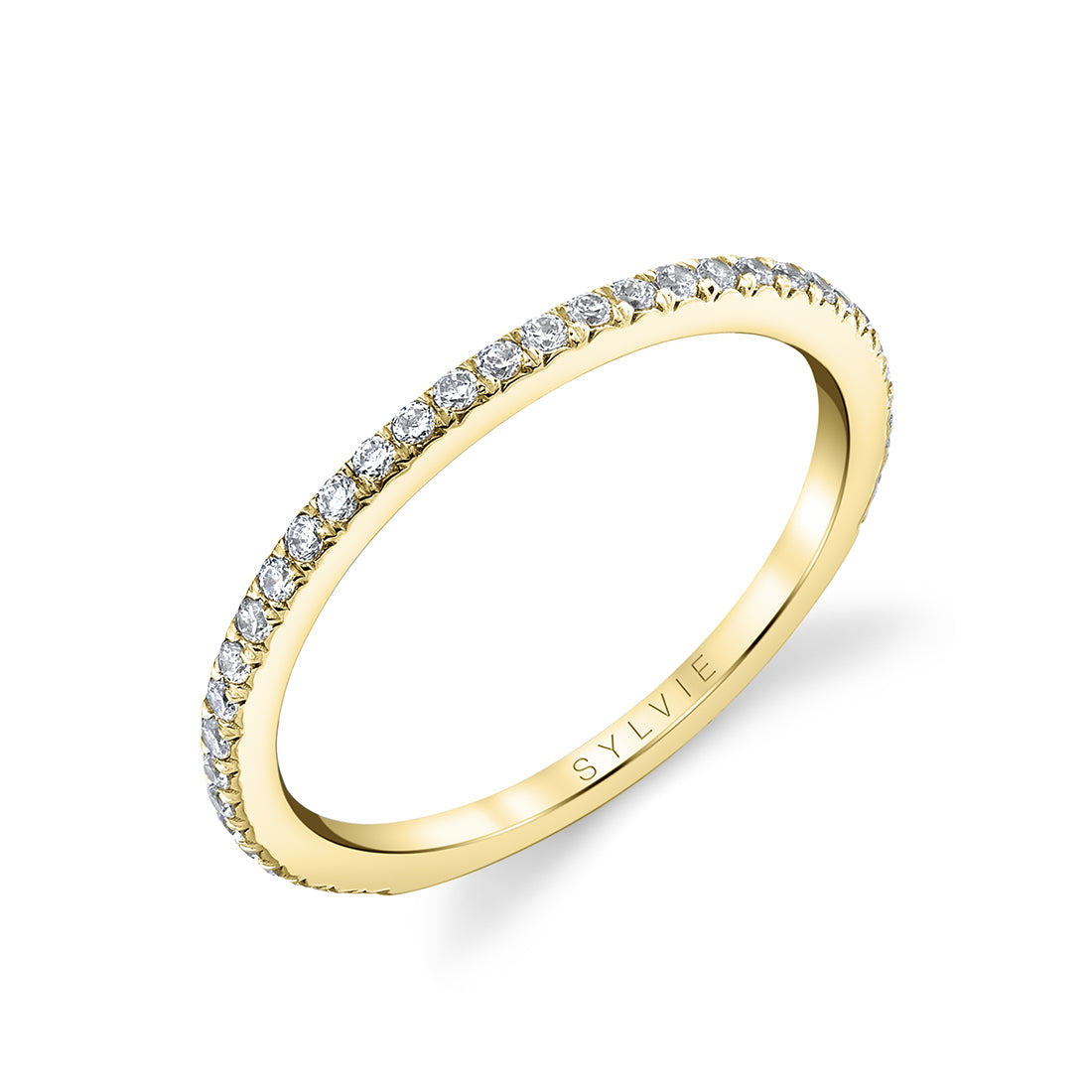 Thin Pave Diamond Wedding Band - Steffi