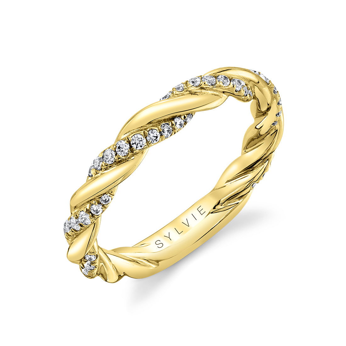 Diamond and Gold Spiral Wedding Band - Cassidy