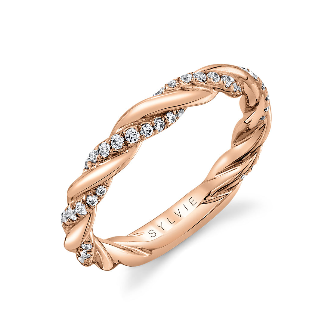 Diamond and Gold Spiral Wedding Band - Cassidy