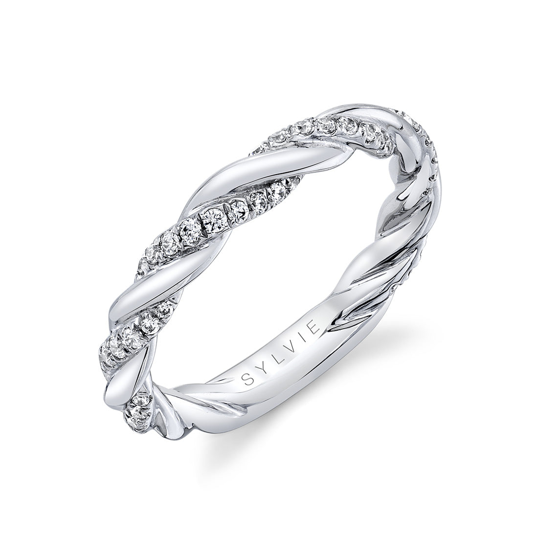 Diamond and Gold Spiral Wedding Band - Cassidy