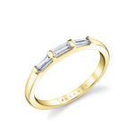 Three Stone Bar Set Baguette Wedding Band - Nicolette