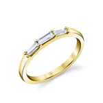 Three Stone Prong Set Baguette Wedding Band - Nicolette