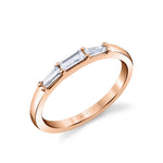 Three Stone Prong Set Baguette Wedding Band - Nicolette