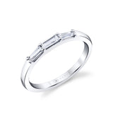 Three Stone Prong Set Baguette Wedding Band - Nicolette