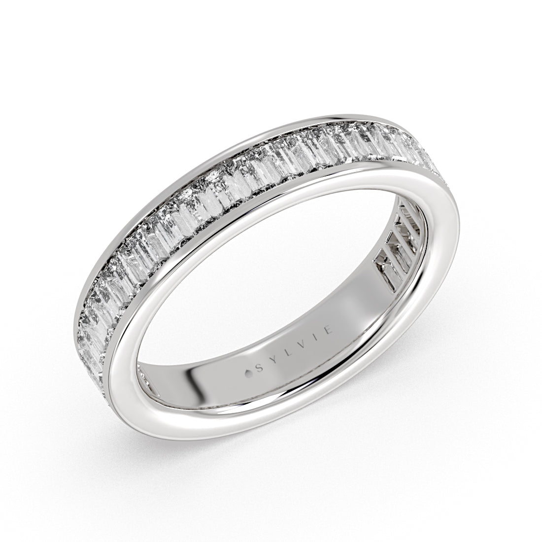 Auravie Channel Set Emerald Diamond Wedding Ring