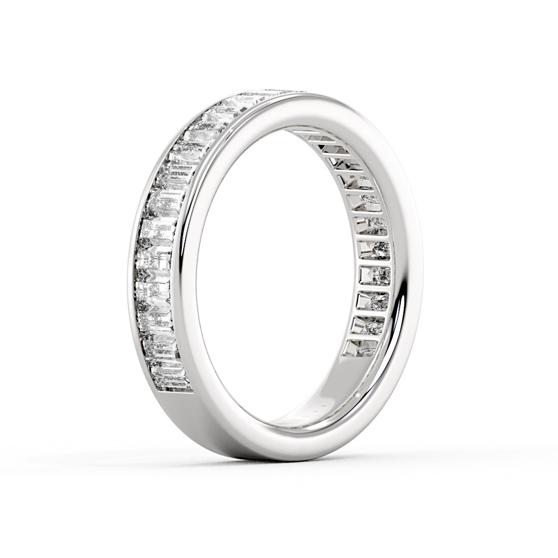 Auravie Channel Set Emerald Diamond Wedding Ring