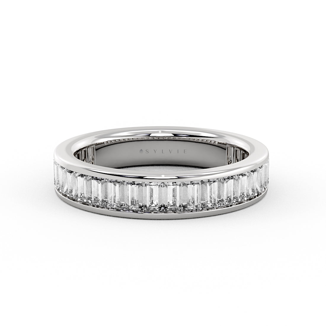 Auravie Channel Set Emerald Diamond Wedding Ring