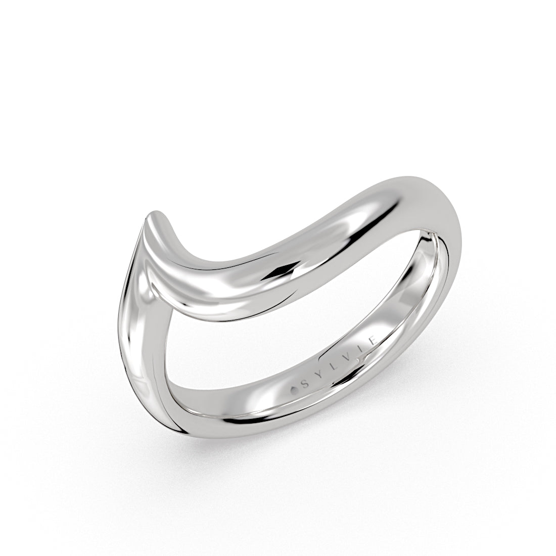 Auravie Curved Solitaire Wedding Ring - Lyric