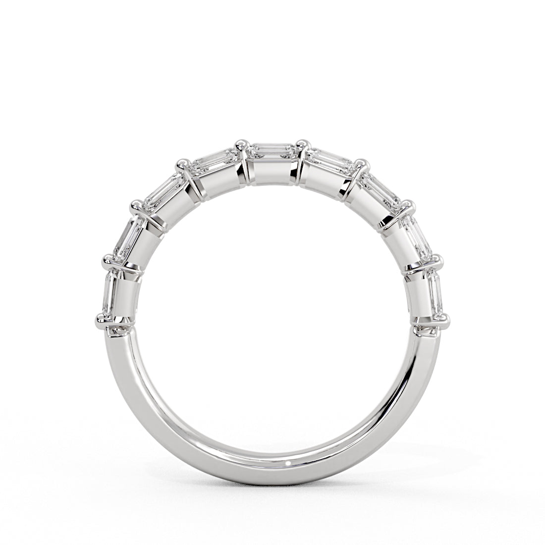 Shared Prong Baguette Wedding Ring - Trinity