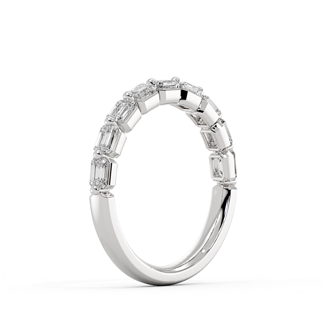 Shared Prong Baguette Wedding Ring - Trinity