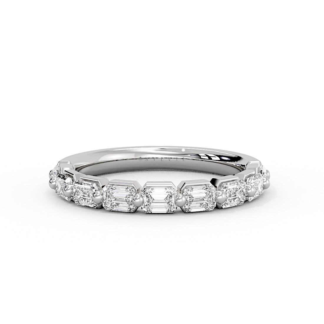 Shared Prong Baguette Wedding Ring - Trinity