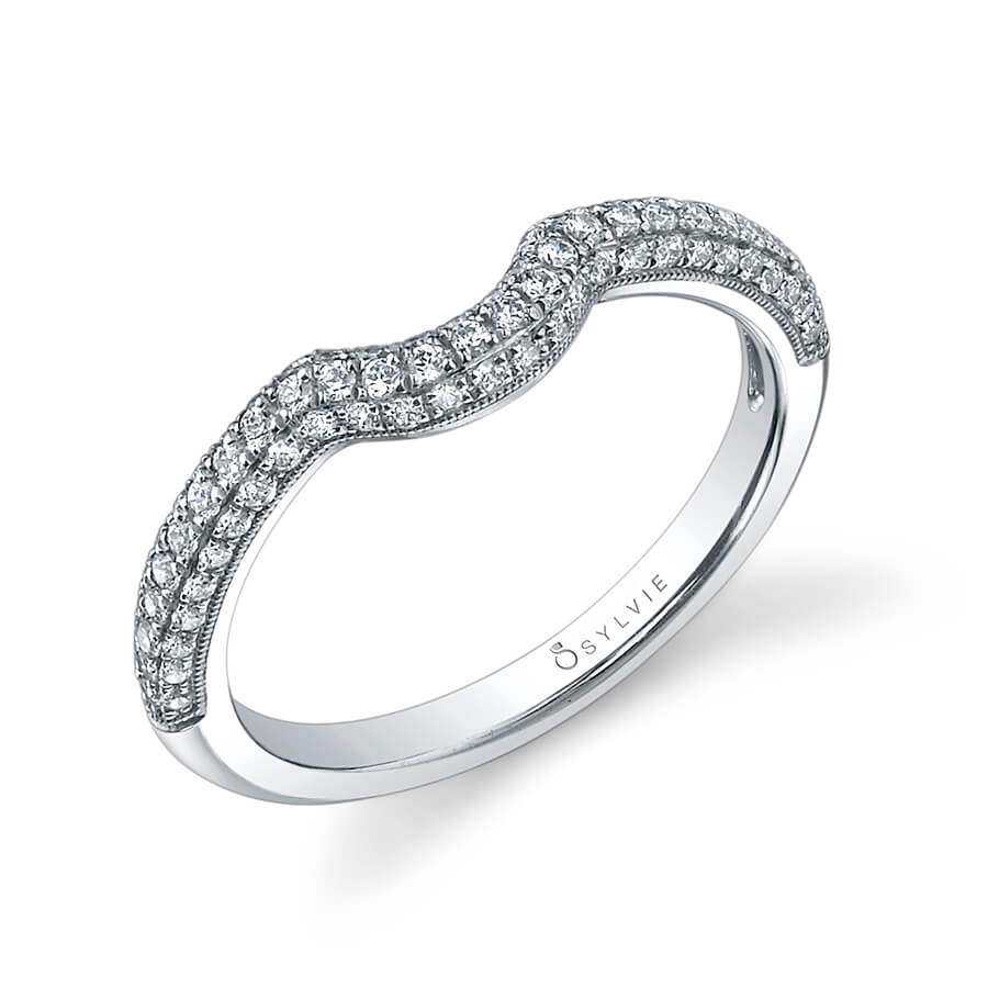 Curved Diamond Pave Wedding Band