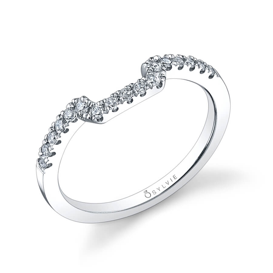 Curved Diamond Wedding Band