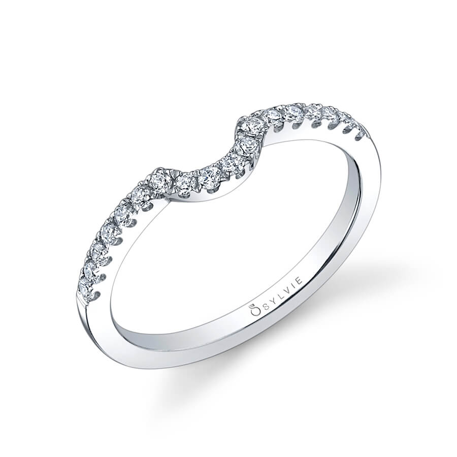 Curved Diamond Wedding Band