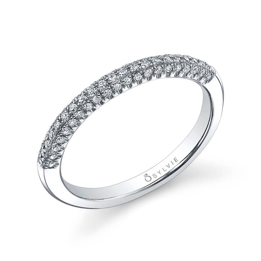Three Row Diamond Wedding Band