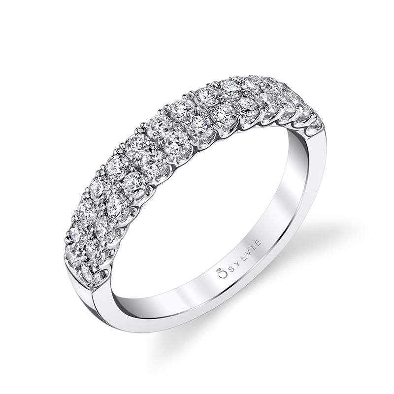 Double Row Diamond Wedding Band