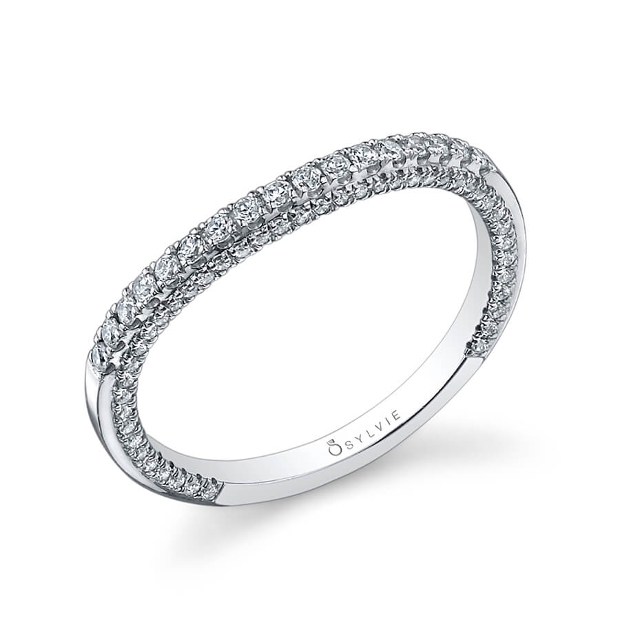 Classic Wedding Band with Diamond-Studded Profile