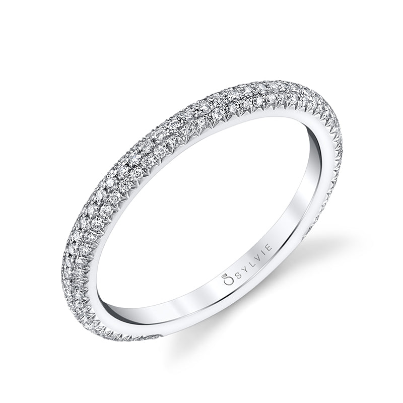 Multiple Row Pave Diamond Wedding Band