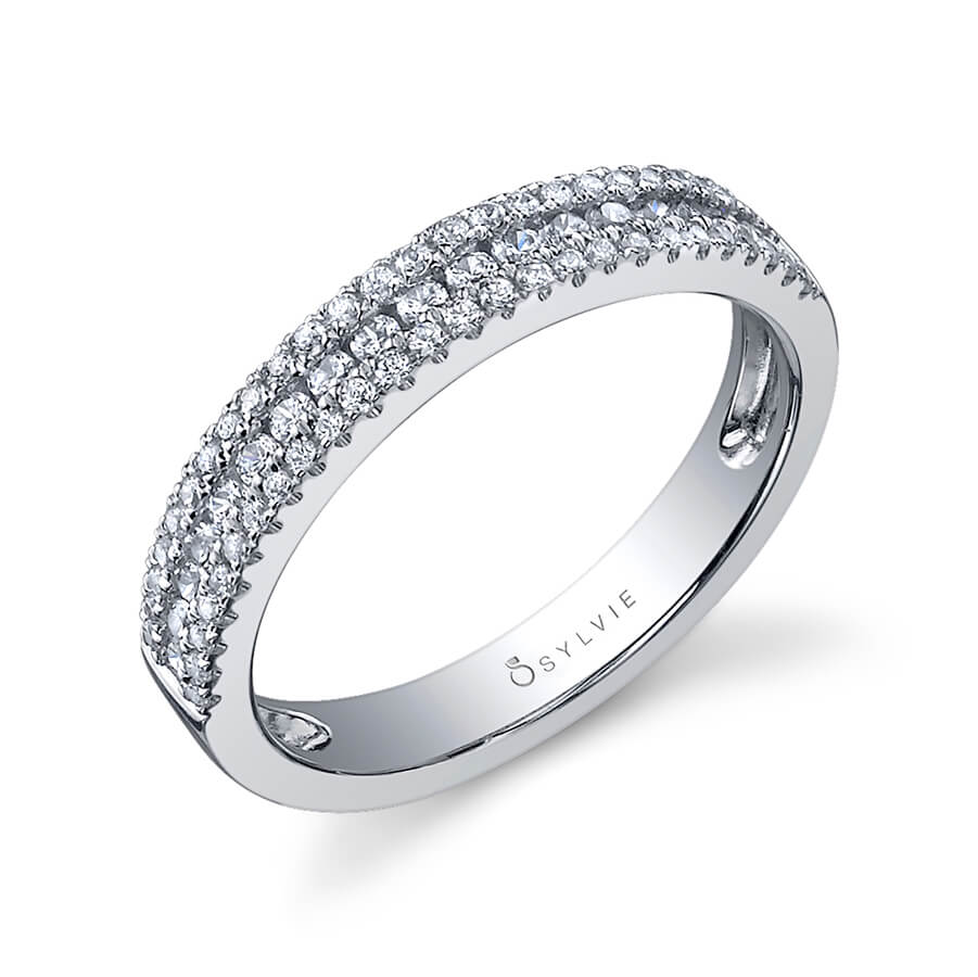 Three Row Diamond Wedding Band