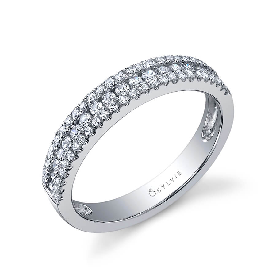 Three Row Diamond Wedding Band