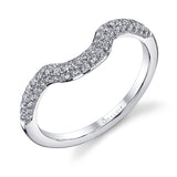 Curved Pave Diamond Wedding Band