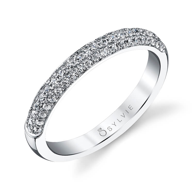 Triple Row Pave Wedding Band
