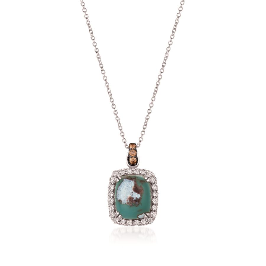 14K WHITE GOLD DIAMOND AQUAPRASE CANDY PENDANT