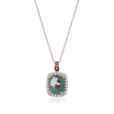 14K WHITE GOLD DIAMOND AQUAPRASE CANDY PENDANT